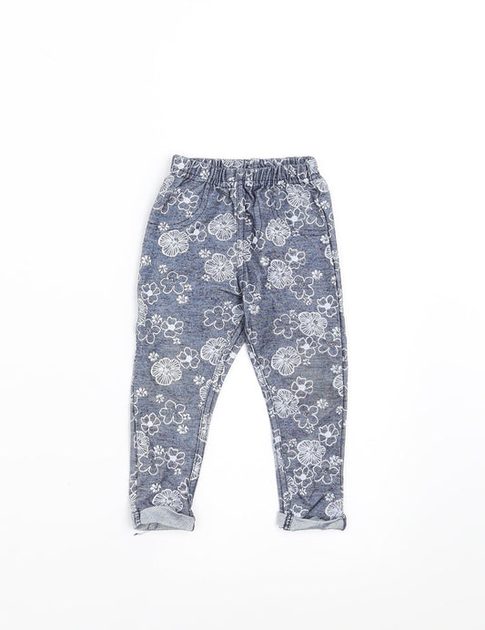 Dunnes Stores Girls Blue Floral   Trousers Size 6-9 Months