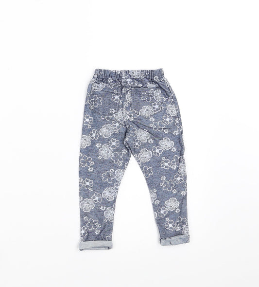 Dunnes Stores Girls Blue Floral   Trousers Size 6-9 Months