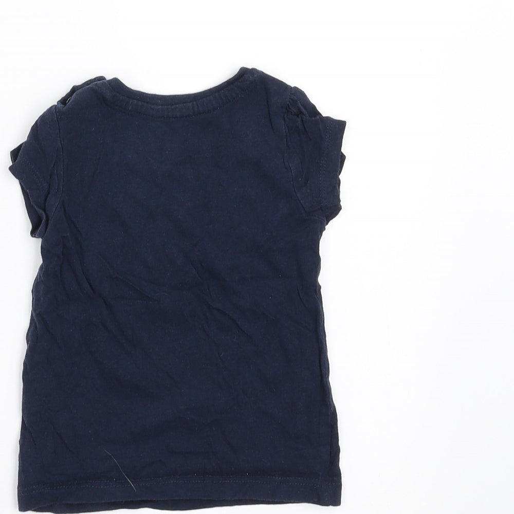 Primark Girls Blue   Basic T-Shirt Size 6-9 Months  - unicorn