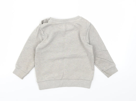 Babaluno Boys Grey Animal Print  Pullover Jumper Size 12-18 Months