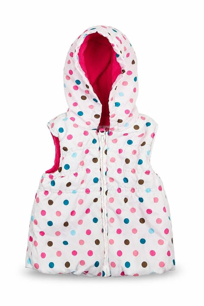 Tu Girls White Polka Dot  Gilet Coat Size 0-3 Months