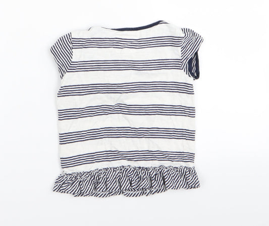 junior j Girls White Striped  Basic T-Shirt Size 3-4 Years