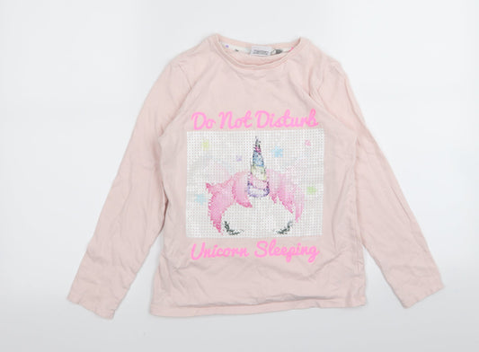 Asda George Girls Pink Solid  Top Pyjama Top Size 9-10 Years