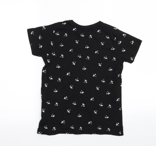 Primark Boys Black Floral  Basic T-Shirt Size 8-9 Years