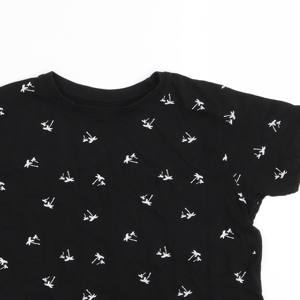 Primark Boys Black Floral  Basic T-Shirt Size 8-9 Years
