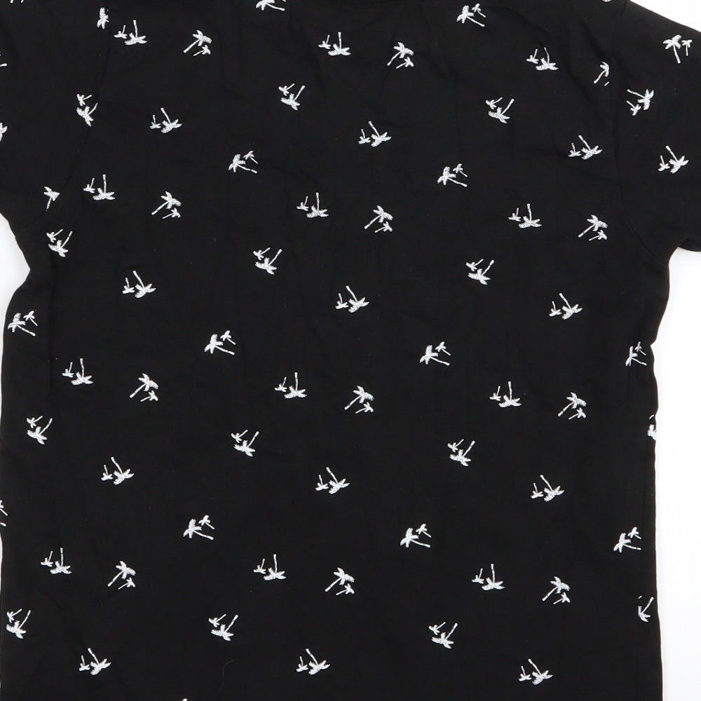 Primark Boys Black Floral  Basic T-Shirt Size 8-9 Years