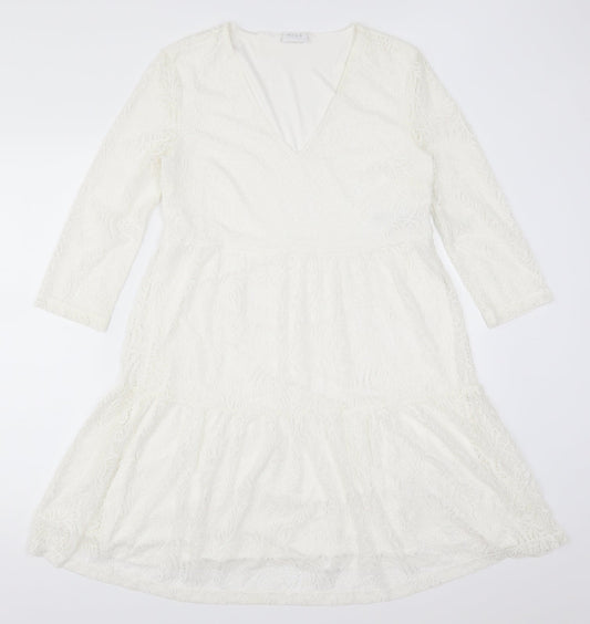 VILA Womens White  Lace Trapeze & Swing  Size S