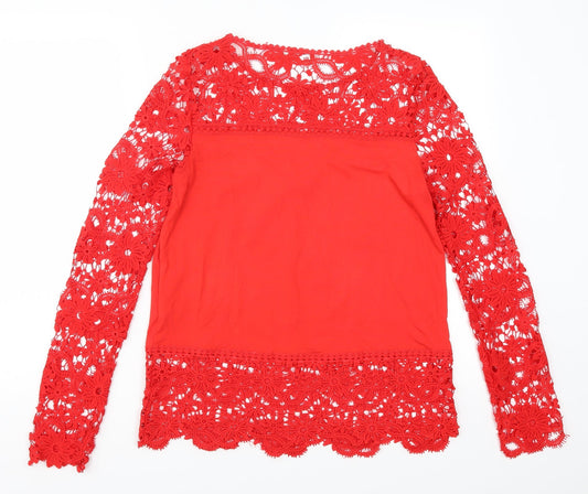 Elite99 Womens Red  Lace Basic T-Shirt Size 10