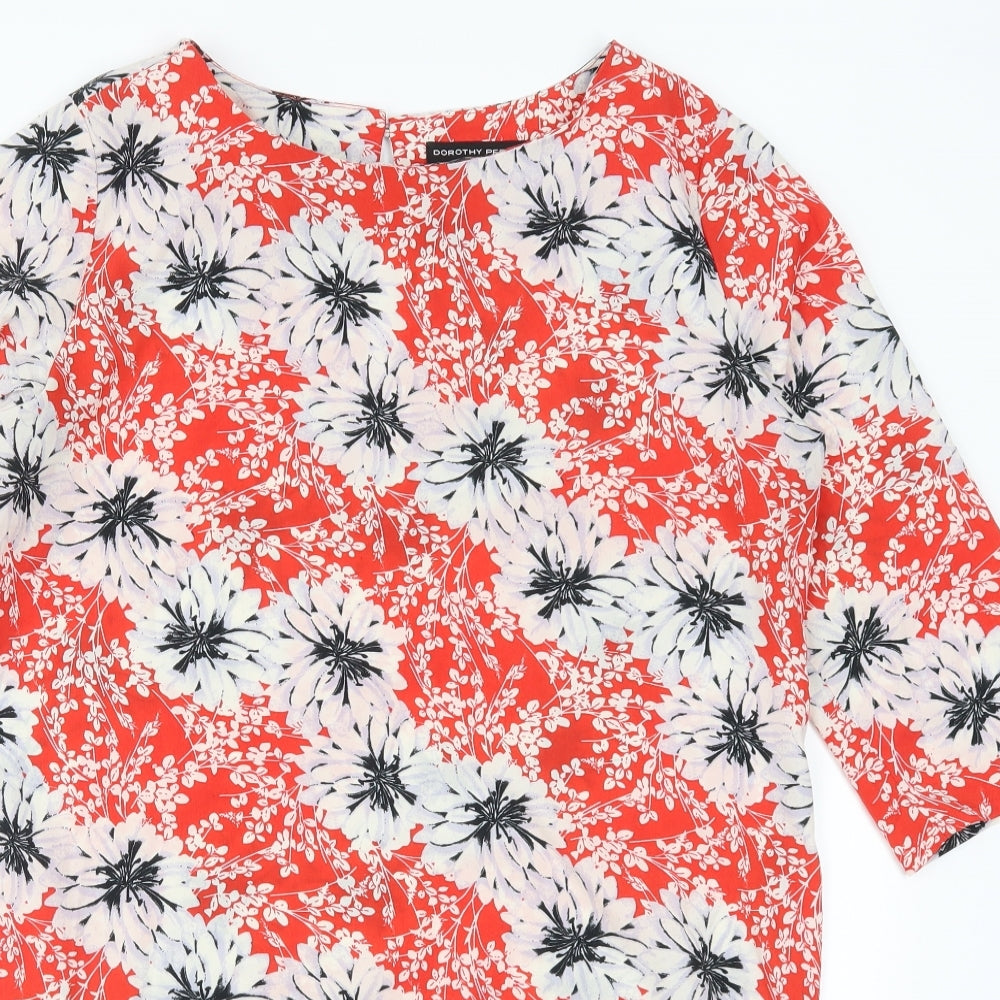 Dorothy Perkins Womens Red Floral  Basic T-Shirt Size 14