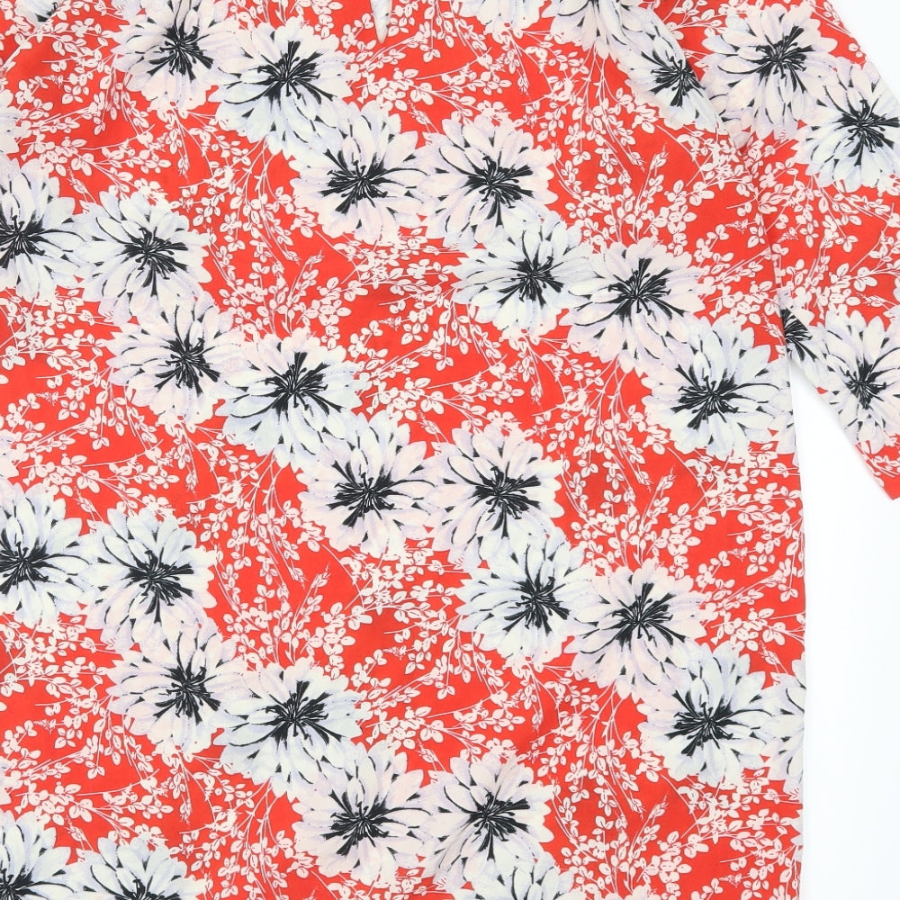 Dorothy Perkins Womens Red Floral  Basic T-Shirt Size 14