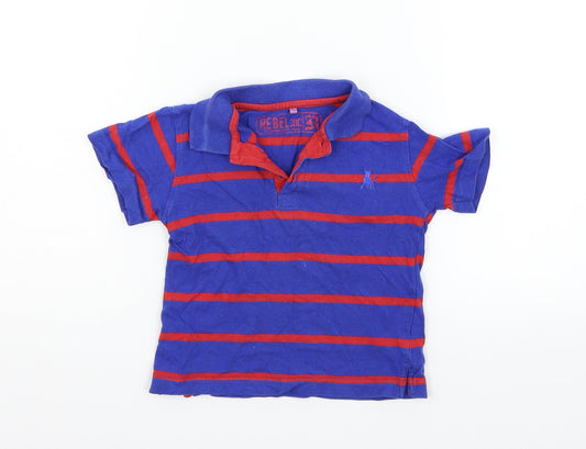Rebel Boys Blue Striped  Basic Polo Size 2-3 Years