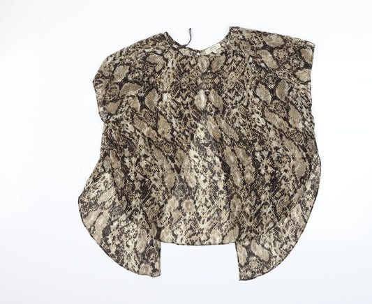 Papaya Womens Beige Animal Print  Basic Blouse Size 14