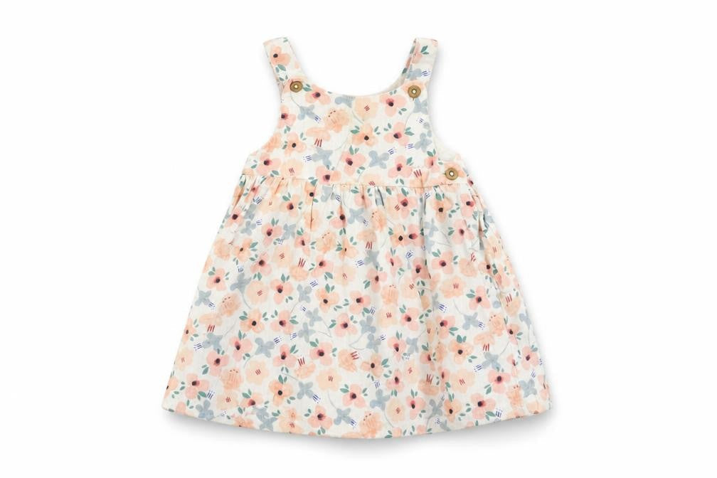 Front view of Marks & Spencer girls’ white floral fit & flare, size 3-6, months