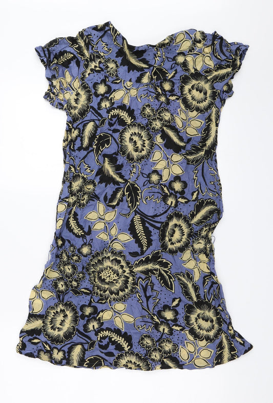 Warehouse Womens Blue Floral  Mini  Size 12