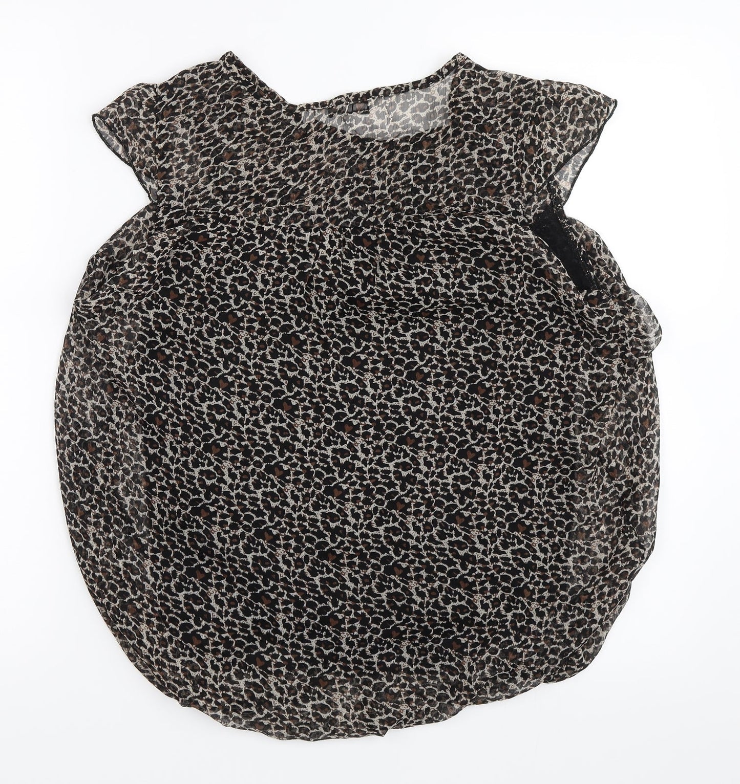 New Look Womens Black Animal Print  Basic Blouse Size 12