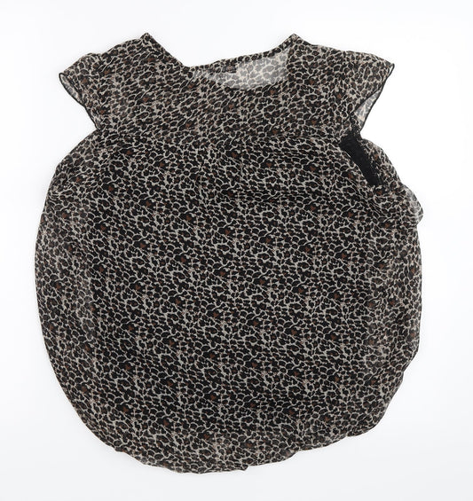New Look Womens Black Animal Print  Basic Blouse Size 12