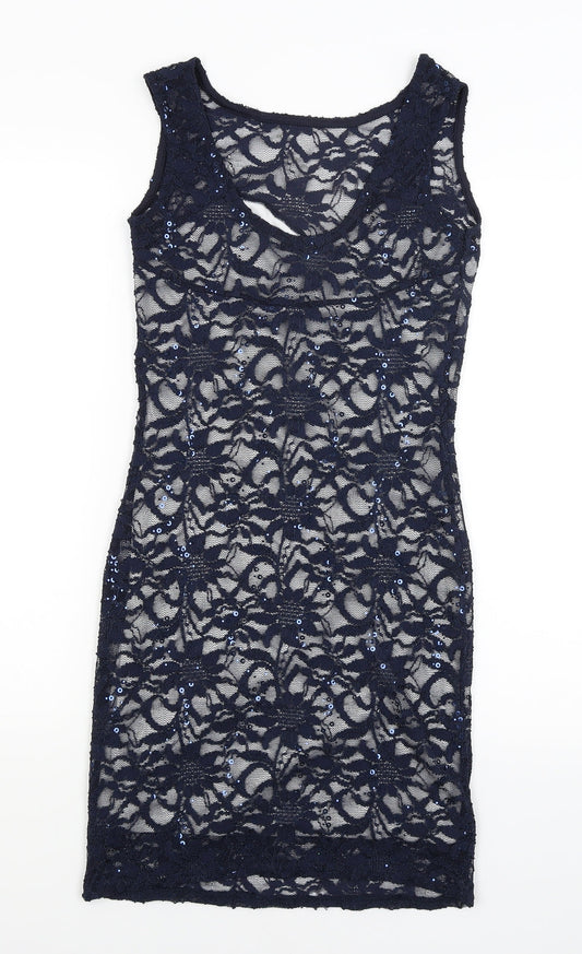 Quiz Womens Blue Floral  Bodycon  Size 10