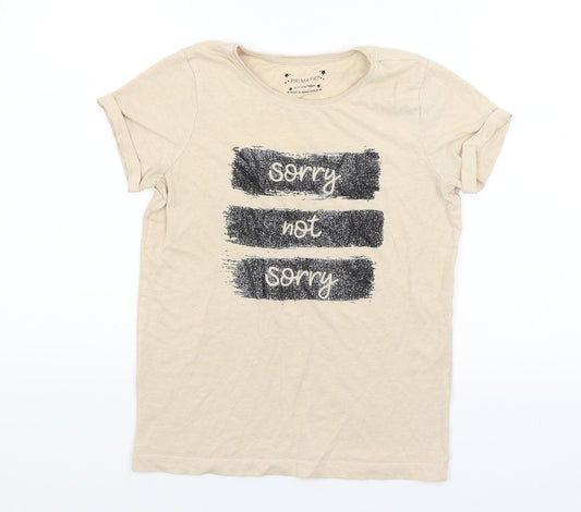 Primark Girls Beige   Basic T-Shirt Size 10-11 Years  - Sorry, Not Sorry