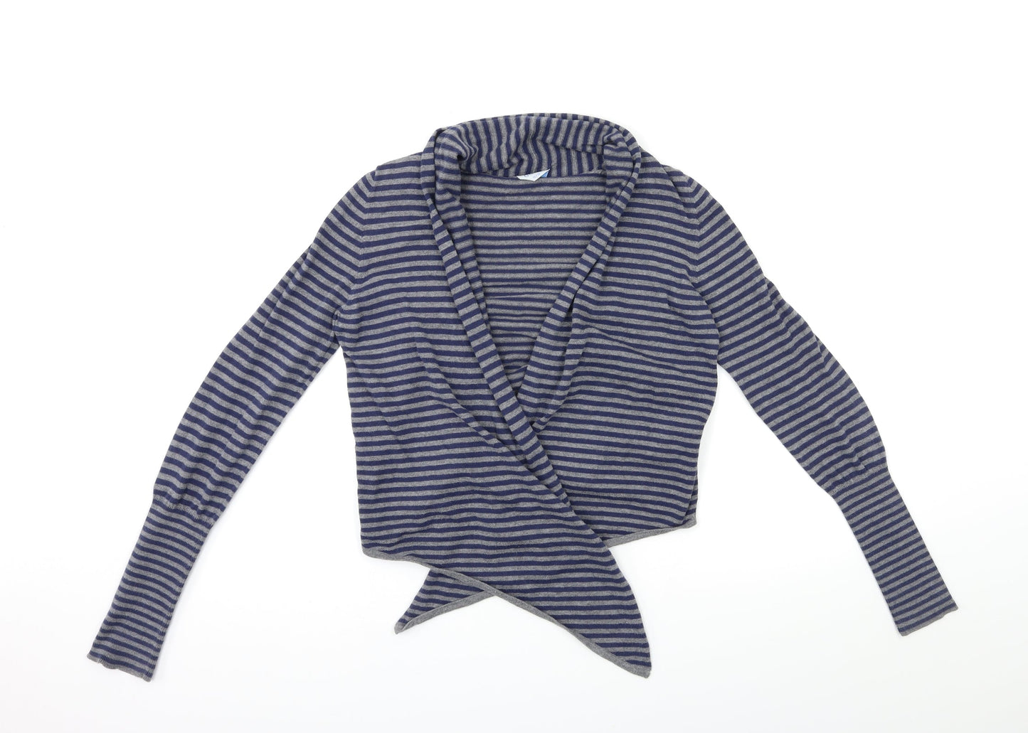 Oasis Womens Blue Striped Knit Cardigan Jumper Size 10