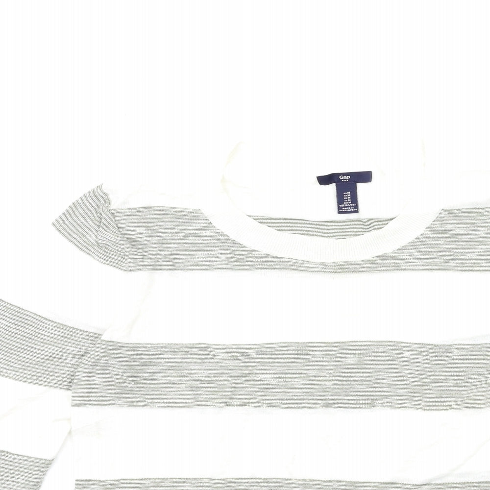 Gap Womens White Striped Knit Pullover Jumper Size M