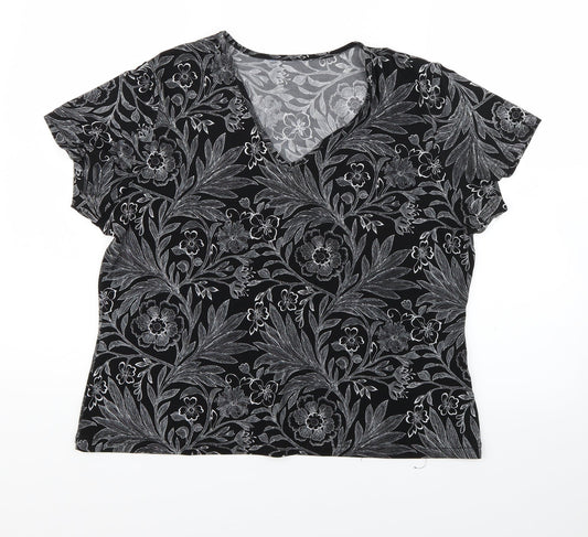 happit Womens Black Fair Isle  Basic Blouse Size 16