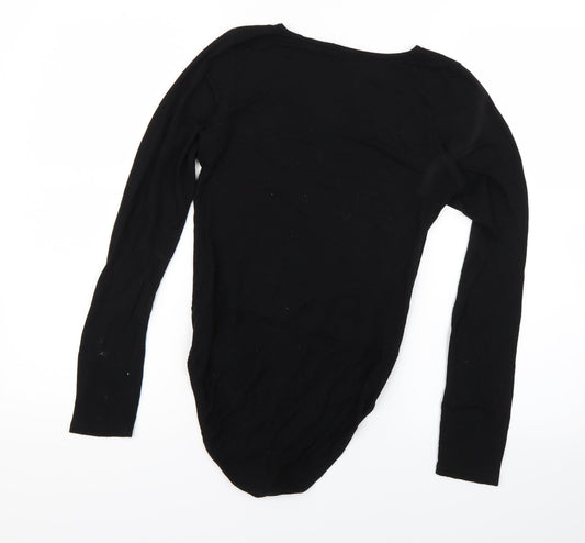 Boohoo Womens Black   Wrap T-Shirt Size 10  - Bodysuit
