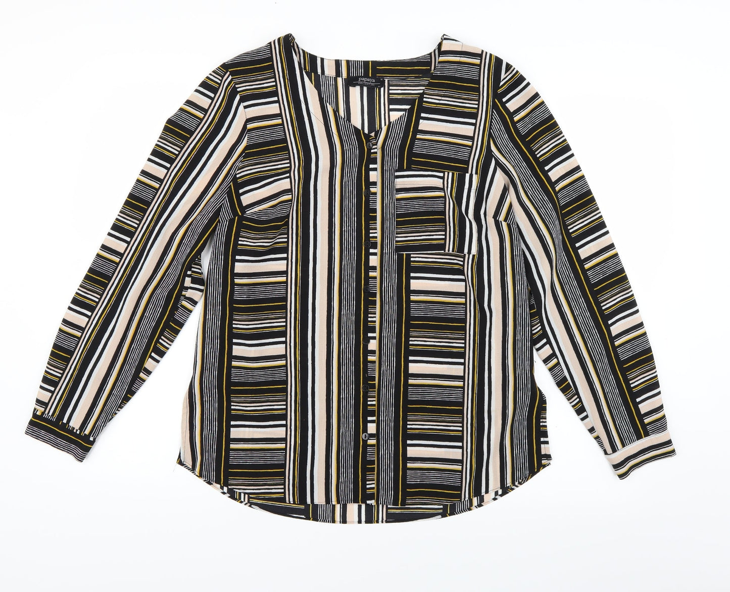 Papaya Womens Multicoloured Striped  Basic Button-Up Size 12