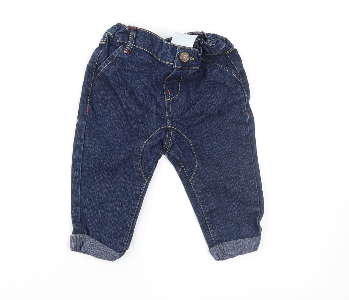 Front view of Preworn Baby Blue Denim Jogger Jeans, size 6-9, Months