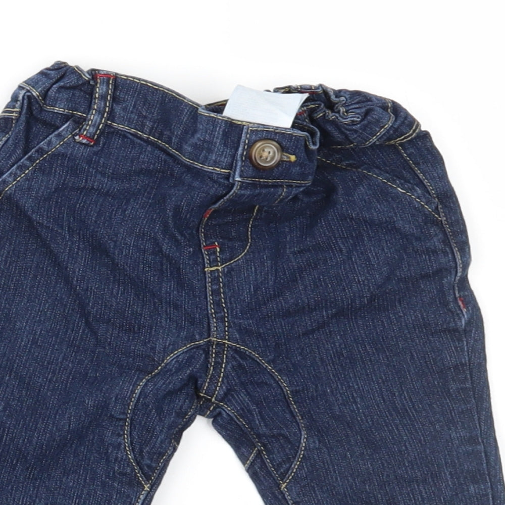 Close-up detail of Preworn Baby Blue Denim Jogger Jeans, size 6-9, Months