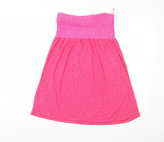 Boohoo Womens Pink Geometric Rayon Fit & Flare  Size S