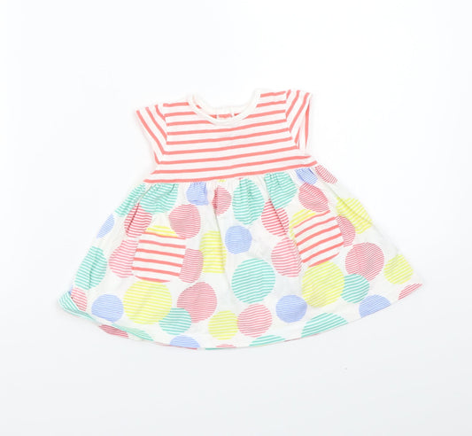 Mothercare Girls White Striped  Basic T-Shirt Size 3-6 Months