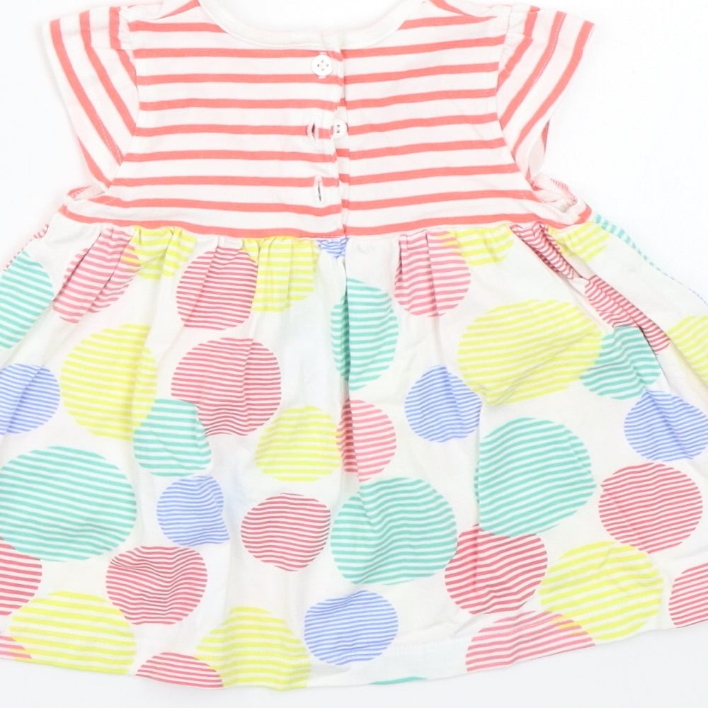 Mothercare Girls White Striped  Basic T-Shirt Size 3-6 Months