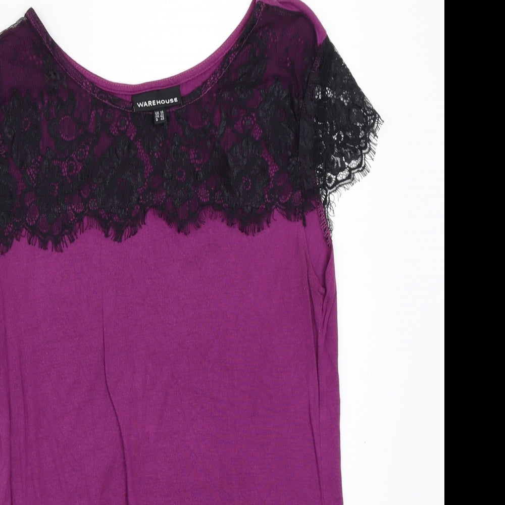 Warehouse Womens Purple   Basic T-Shirt Size 14