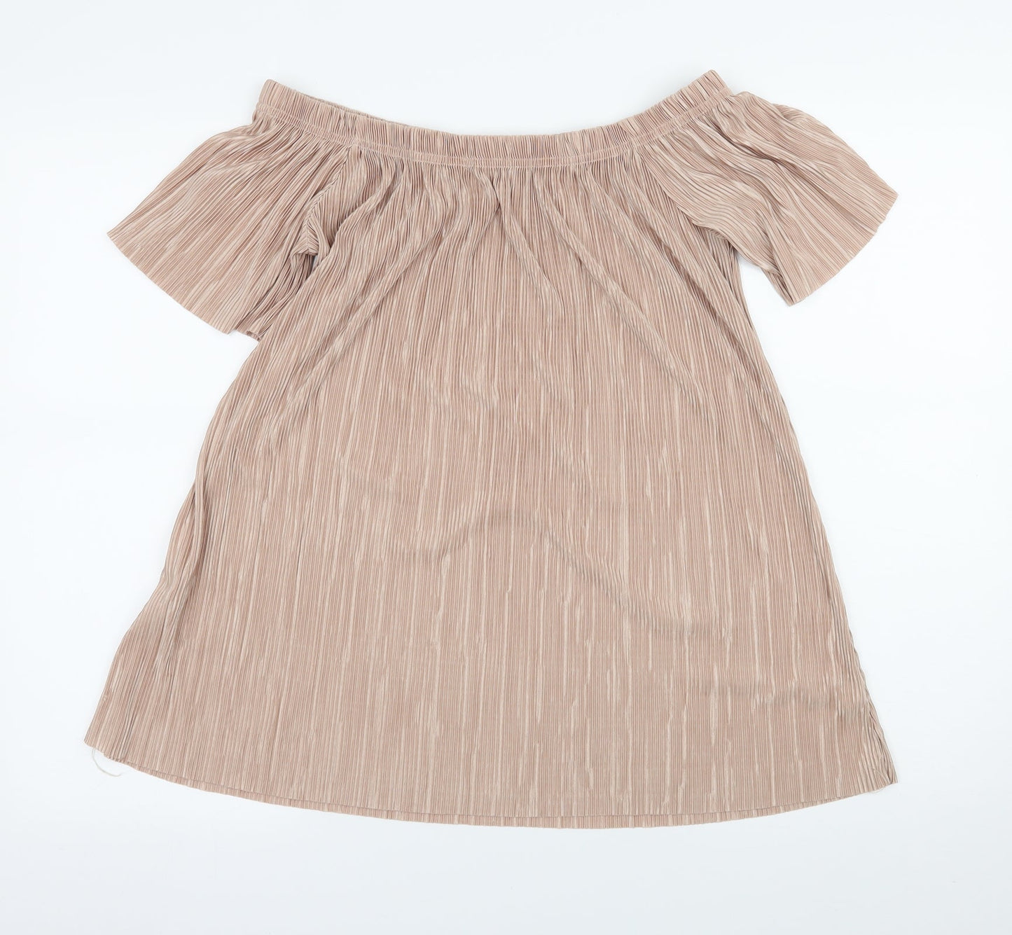 Boohoo Womens Pink  Satin Basic Blouse Size L  - Fine Pleated