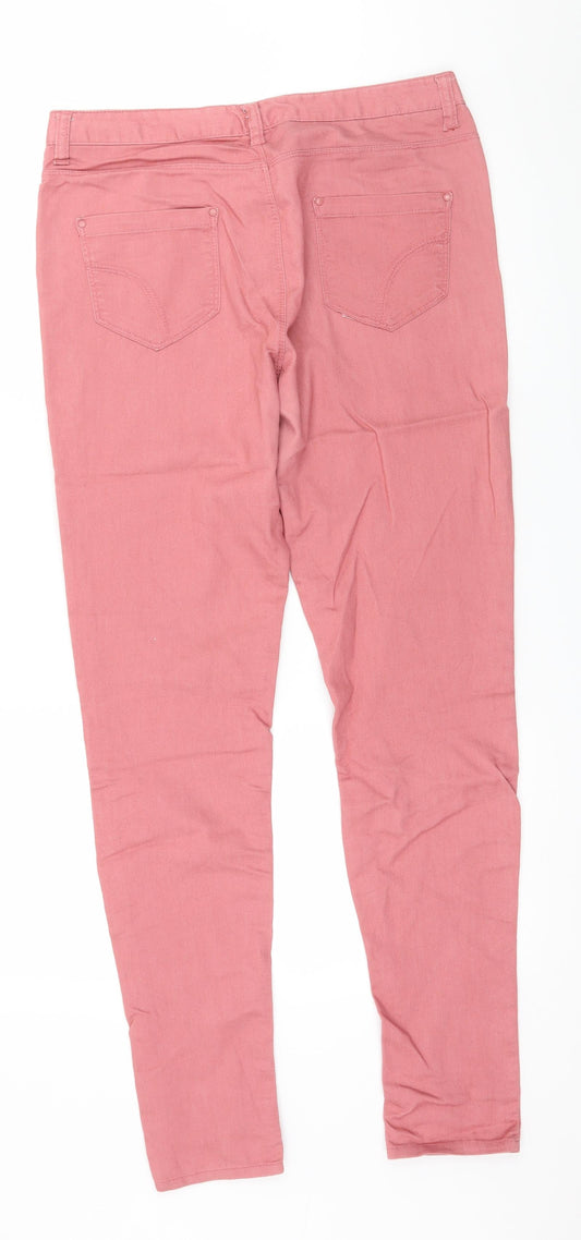 Denim & Co. Womens Pink  Denim Skinny Jeans Size 12 L30 in