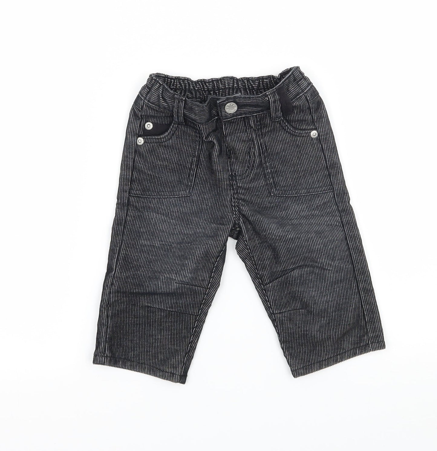 Mothercare Boys Grey Striped Denim Cargo Trousers Size 3-6 Months