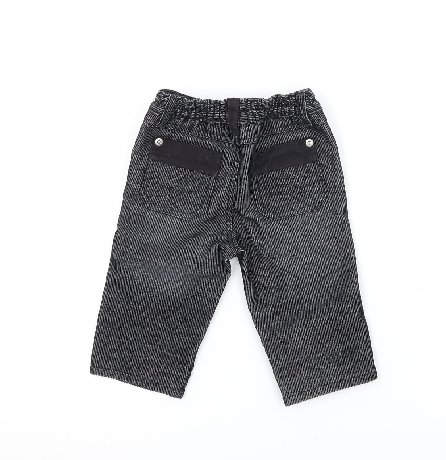 Mothercare Boys Grey Striped Denim Cargo Trousers Size 3-6 Months