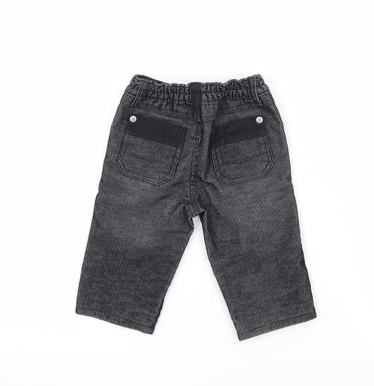 Mothercare Boys Grey Striped Denim Cargo Trousers Size 3-6 Months