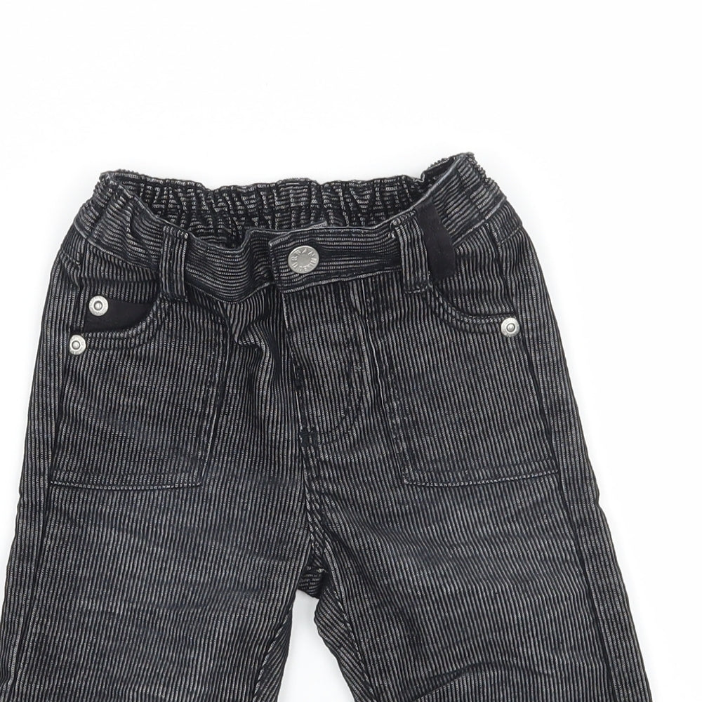 Mothercare Boys Grey Striped Denim Cargo Trousers Size 3-6 Months