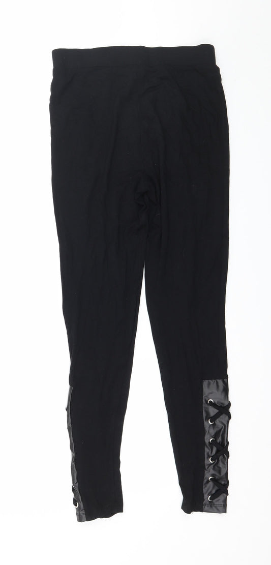 Select Womens Black  Jersey Capri Leggings Size 8 L26 in