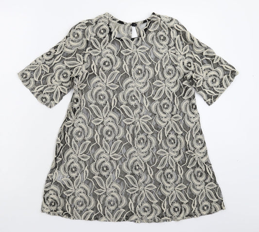Pins & Needles Womens Grey Floral Knit Pullover Jumper Size S