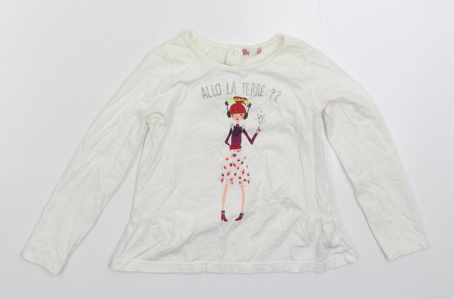 DP... am Girls White   Basic T-Shirt Size 5 Years