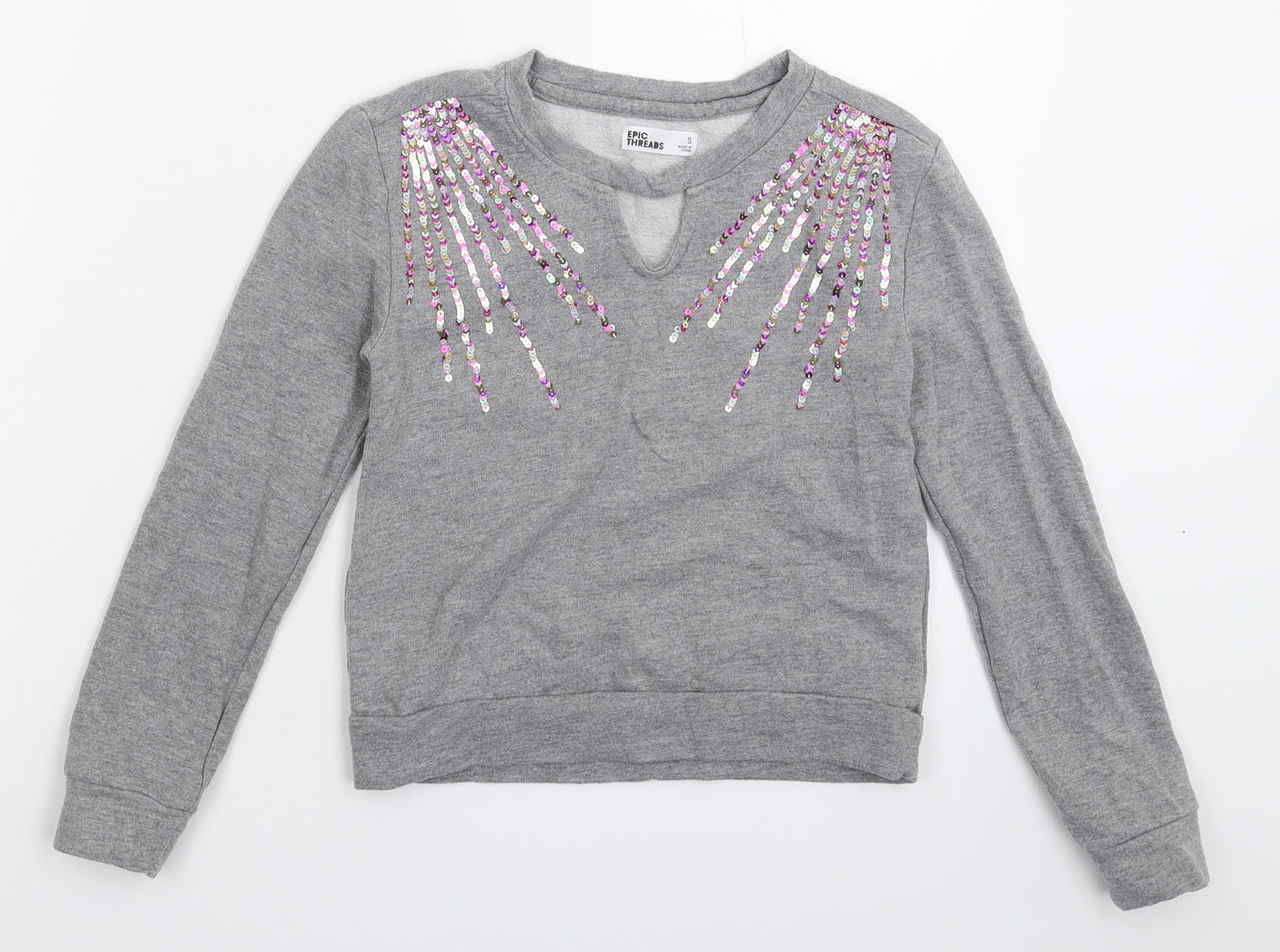 Epic Threads Girls Grey   Pullover Sweatshirt Size S