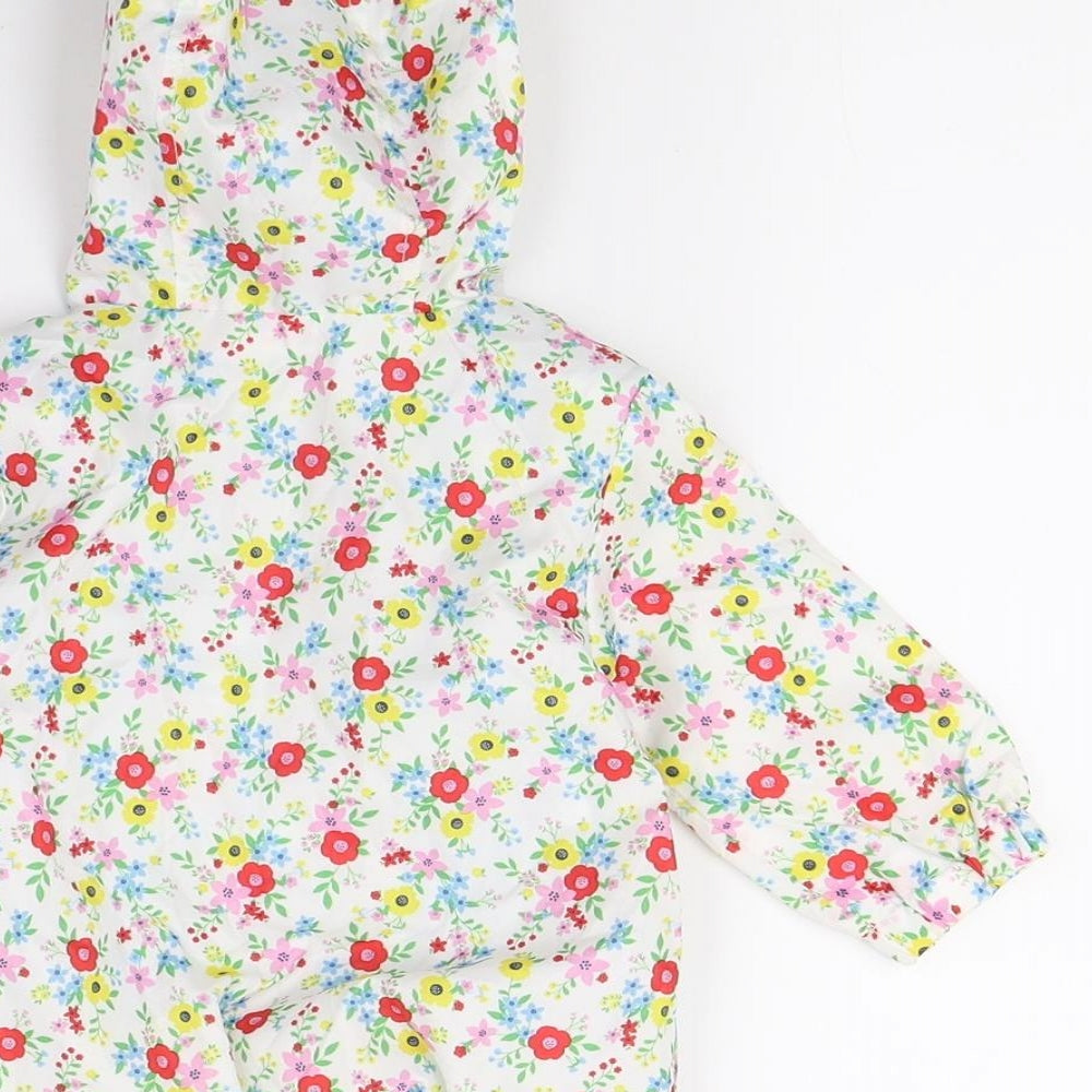 TU Girls White Floral  Basic Coat Coat Size 0-3 Months