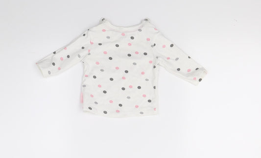 Quapi Girls White Polka Dot  Pullover Jumper Size 0-3 Months  - hello beautiful