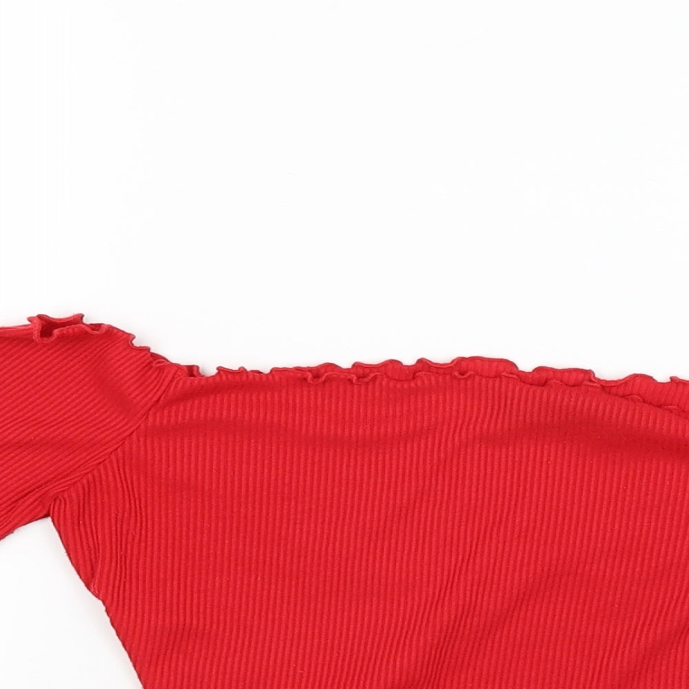 PRETTYLITTLETHING Womens Red   Cropped Blouse Size 8