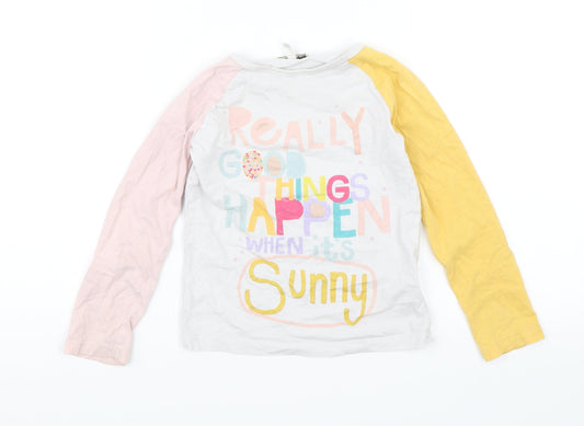 Mini B Girls White   Jersey T-Shirt Size 4-5 Years  - Really good things happen when its sunny