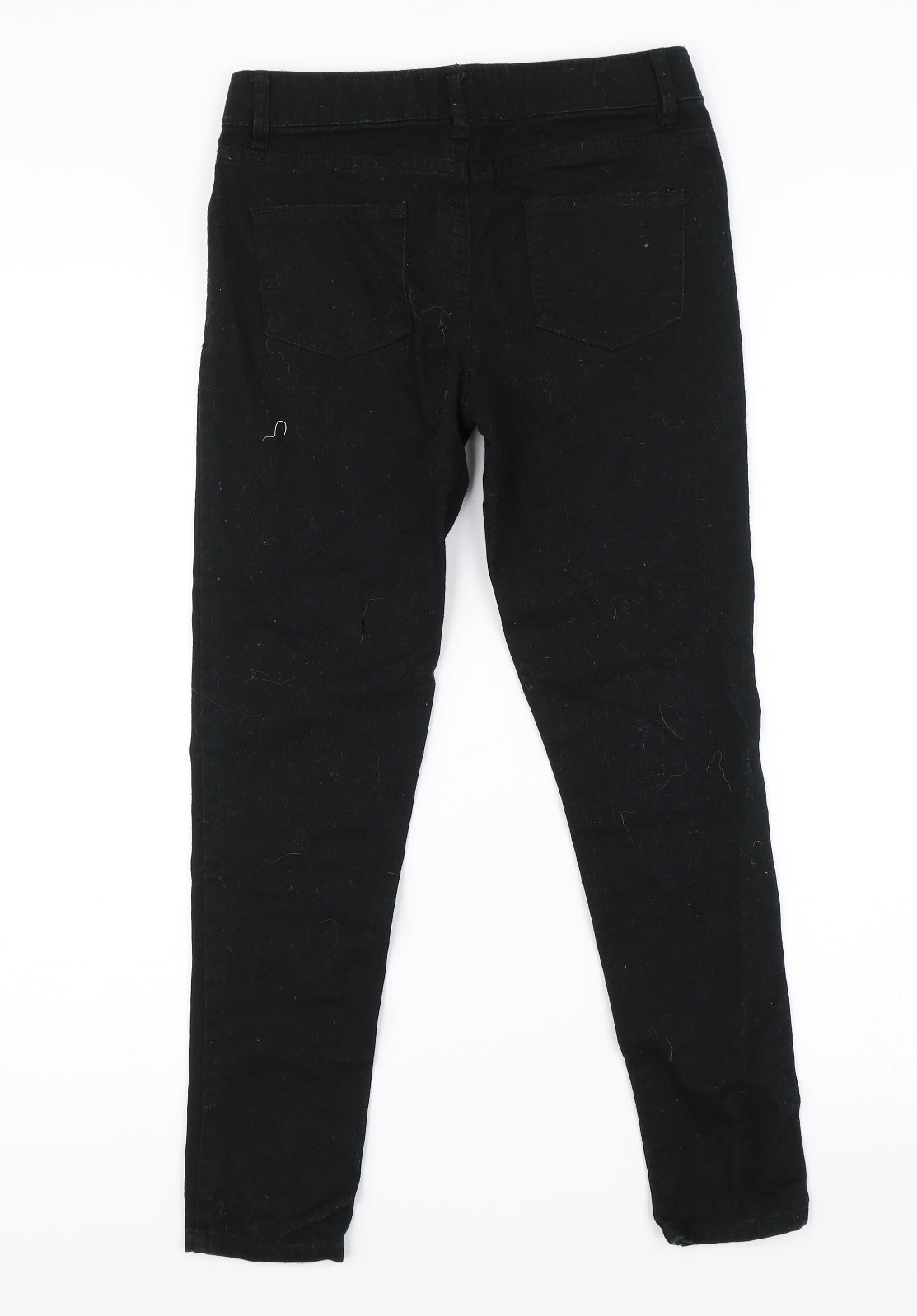 Back view of Denim & Co. girls’ black denim straight jeans, size 10-11, years