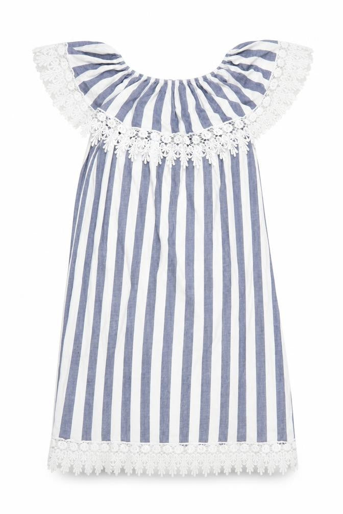Womens White Striped  A-Line  One Size