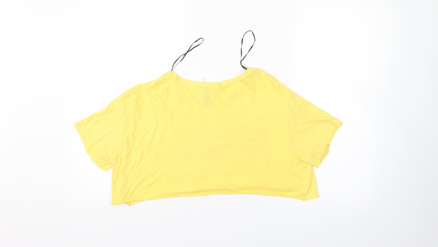 Divided Womens Yellow   Cropped T-Shirt Size M